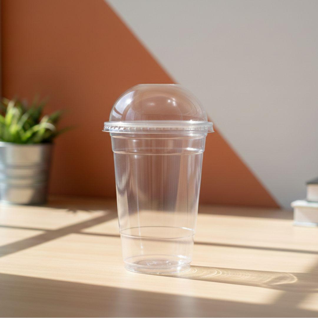 Qopqoqli Shaffof Plastik Stakan 700 ml